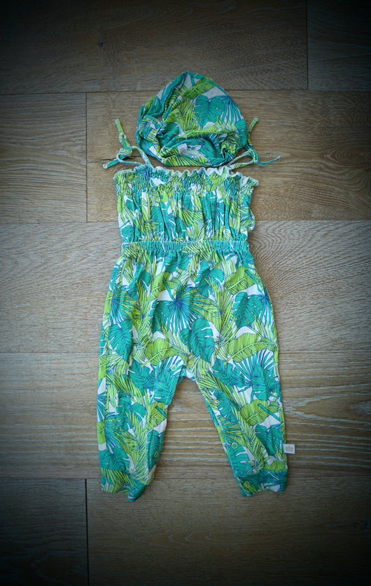 2-piece tank top jumpsuit w/ hat