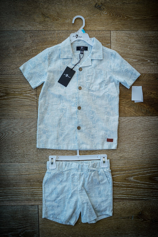 Button up Collared T Shirt & Shorts Set